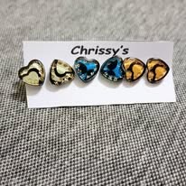Mini Assorted Heart Studs 3pcs