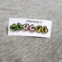 Mini Assorted Heart Studs 3pcs