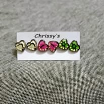 Mini Assorted Heart Studs 3pcs