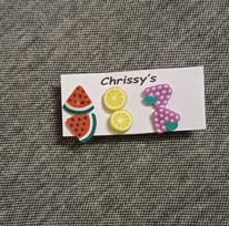 Chrissy's 3pcs Mixed Fruity Stud Earrings