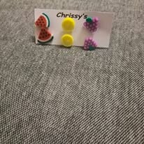Chrissy's 3pcs Mixed Fruity Stud Earrings